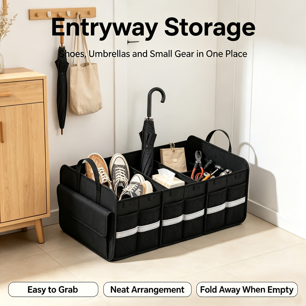 Car Trunk Storage Box, Multi-Compartment Cargo Storage Box, Detachable Partition, Foldable And Easy to Store, Spacious Design, Keeping The Space Neat And Orderly, Can Be Used in Various Scenarios Such As Inside The Car, Indoors And Outdoors