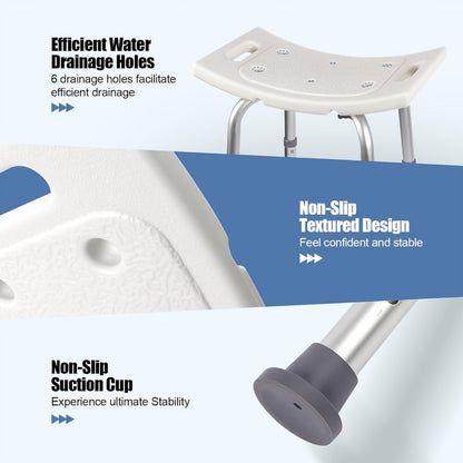 Shower Bench with Suction Feet – Adjustable Non-Slip Bath Stool, 350 LBS Capacity, Rust-Proof Aluminum, Medical Grade Bath Seat for Seniors, Adults & Disabled, Fits Showers & Tubs