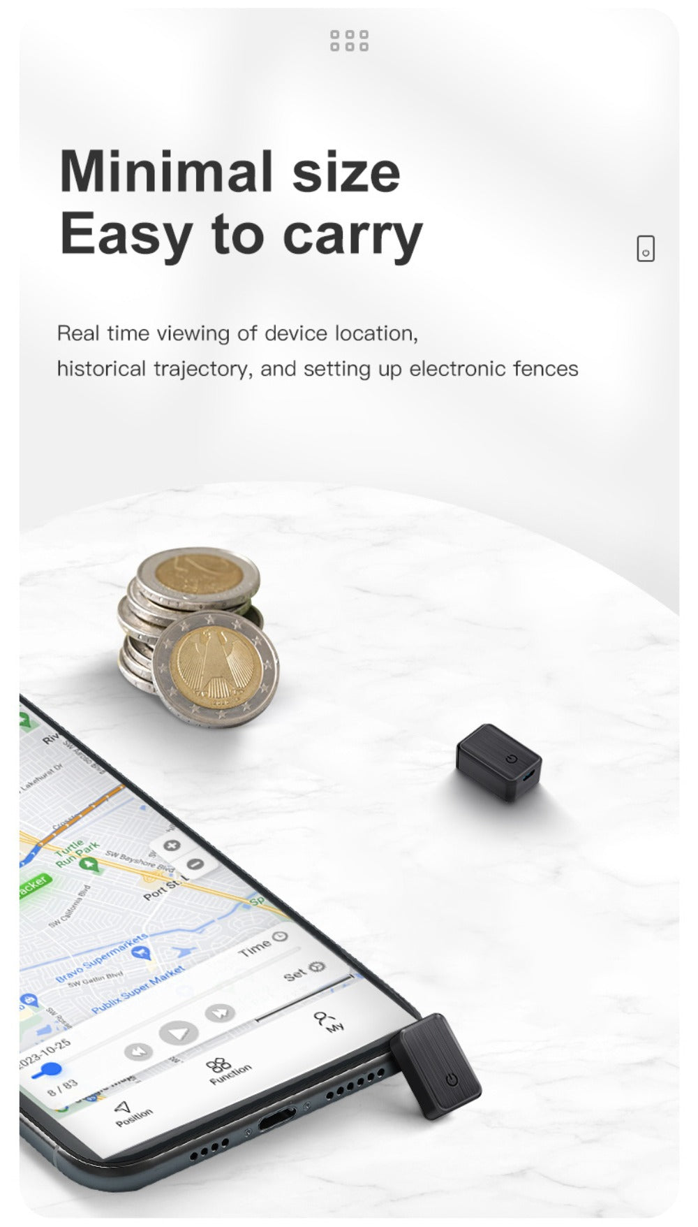 Mini GPS Tracker GF-08 Magnetic Real-Time Car Tracking Device – Global Coverage, No Subscription Fee, Stainless Steel Portable Hidden Vehicle Locator, 2/3/4/5/6 Pack