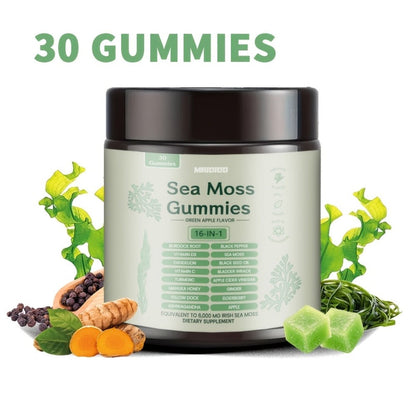 Sea Moss Gummies with Turmeric, Ashwagandha & Black Seed Oil – Immune Support, Energy & Gut Health Plant-Based Herbal Supplement for Women & Men, 30 or 60 Count
