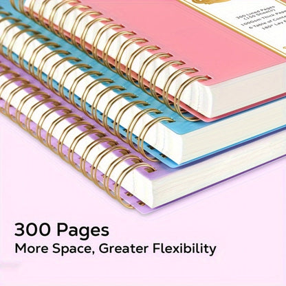 Large Spiral Notebook 300 Pages Hardcover – 8.5x11 A4 College Ruled 100GSM Lined Paper PVC Waterproof Cover for Work School Travel Women Men Purple Pink Blue Black Yellow Green