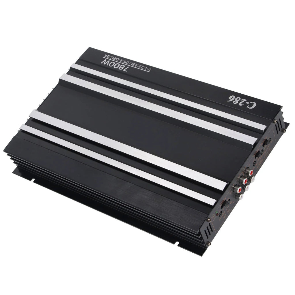 Car Stereo Amp Car Amplifier | 7800W 4 Channels A/B Class | Aluminum Alloy Pure Bass Power Amp for 12V Truck Boat UTV Motorcycle.
