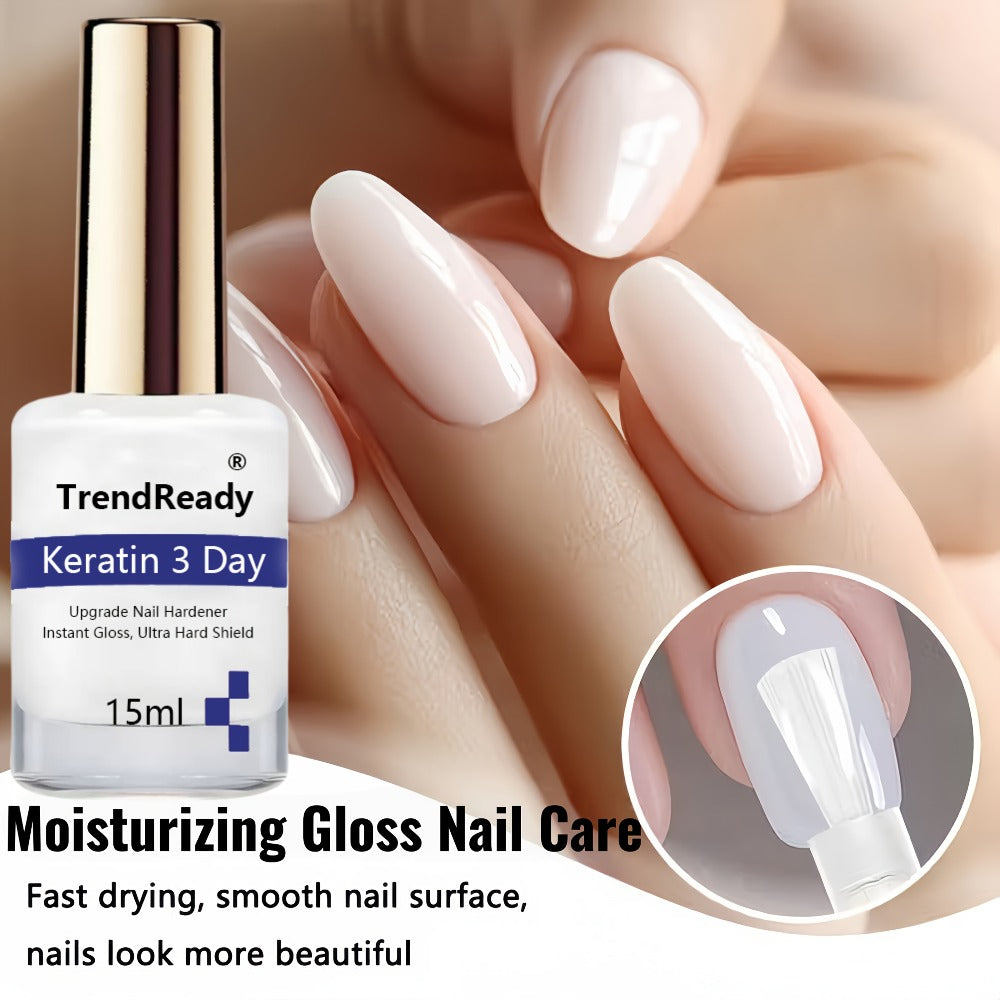 Vitamin E Nail Strengthener Oil 2 Pack 4-in-1 Keratin Protein Hardener for Weak Splitting Brittle Nails Alcohol-Free Fast Dry Daily Nail Care Treatment Manicure Prep Set 2x15ml