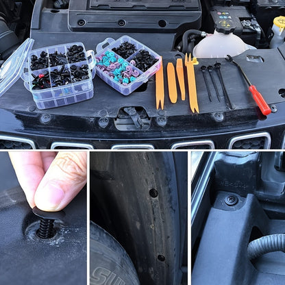 Car Bumper Screw & Rivet Repair Kit 725-Piece – Universal Plastic Clips, Nuts & Fasteners for Bumper, Wing & Interior Body Panels, Includes 680 Rivets + 45-Piece Tool Set