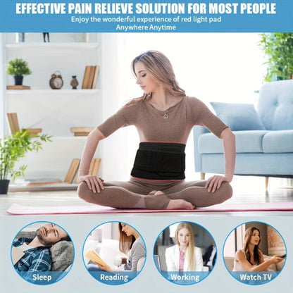Red Light Therapy Pad Wearable Wrap with Timer – Low Voltage Portable Infrared Light Device for Back, Waist, Shoulder & Knee Pain Relief, At-Home Body Recovery Wrap, Father's Day Gift, Black