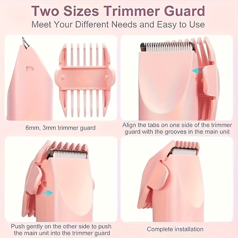 Bikini Trimmer Electric 2-in-1 Rechargeable Dual-Head Face Shaver for Women - Stainless Steel Blade USB Cordless Hair Remover for Bikini Line Face Arms Thighs Body Portable Gift