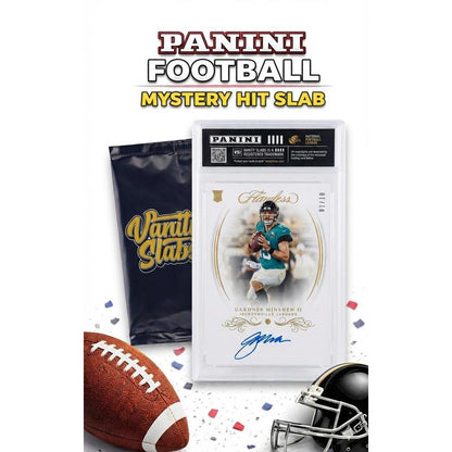Football Card Mystery Slab | Panini Football Card Sealed in Vanity Slabs Display Case | Rookies Stars Inserts Parallels | Surprise Collector Gift for Football Fans & Kids