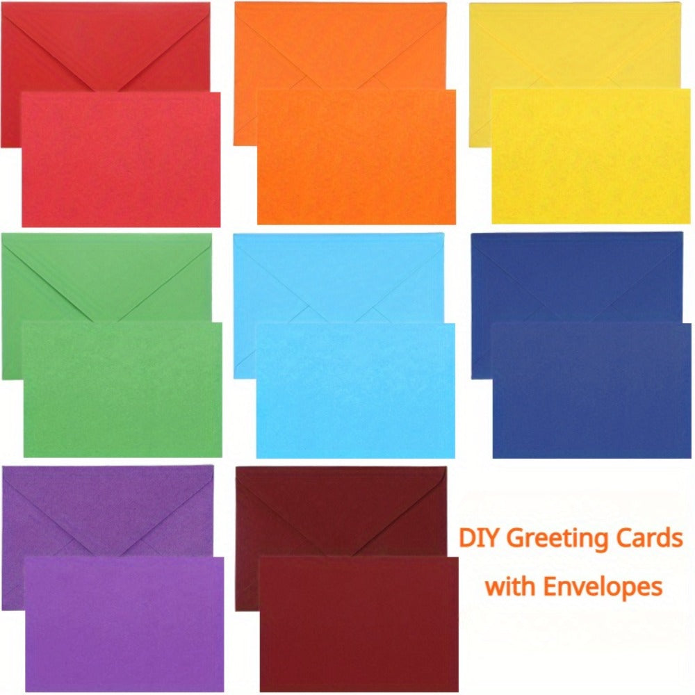 Blank Cards with Envelopes 4x6 Inch | 40 or 80 Sets Colorful Rainbow DIY Greeting Cards | Single Panel Holiday Christmas Birthday Note Cards Bulk Set | A Colors & B Colors for Crafts, Invitations, Thank You