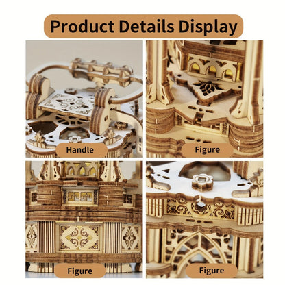 LED Wooden Lantern Model Kit – Rotating Mechanical 3D Wooden Puzzle for Adults & Teens, Glowing Vintage Desk Decor Display, Unique Christmas Birthday Gift for Puzzle Lovers & Craft Enthusiasts