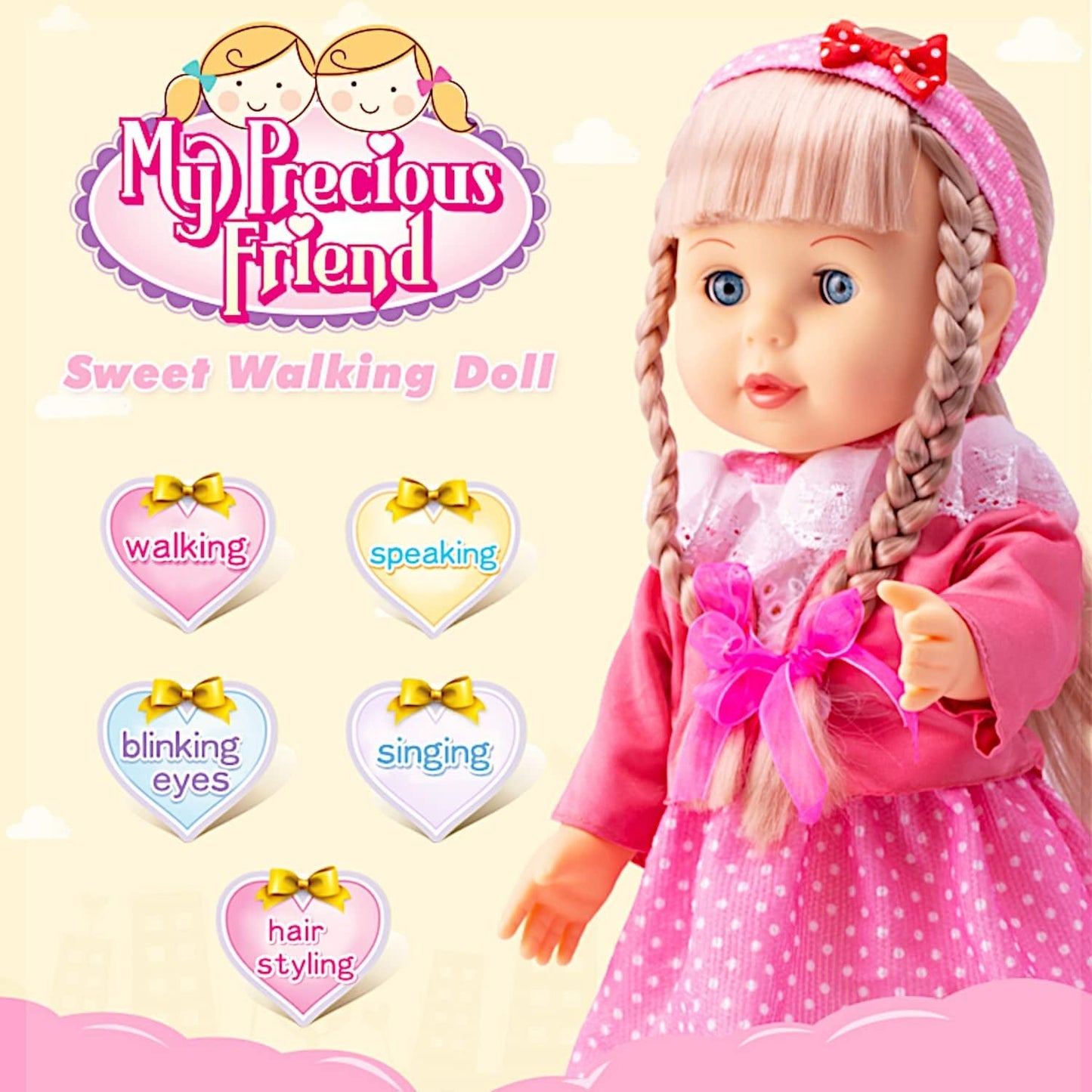 Walking Talking Doll Sonic Control 12 Inch Blonde Princess – Clap Activated Sings Walks Talks, Blinking Blue Eyes, Interactive Electronic Baby Doll, Birthday Christmas Gift for Girls Ages 3-7