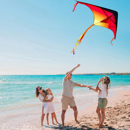 Large Delta Kite 3 Pack for Kids & Adults – Gradient Easy-to-Fly Kites with 58-Inch Wingspan & 262.5 Ft String, Stable in Light Wind | Best Outdoor Beach Park Gift for Boys and Girls