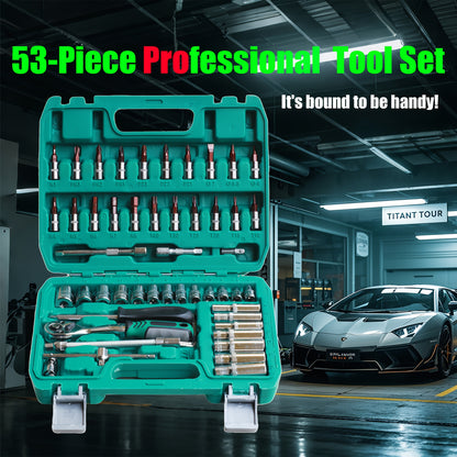 53+12/53/216/216+14pcs Tool Sets, MechanicTool Kits For Auto Repair, 1/2 *1/4" 3/8 "Drive Depth And Standard Sockets, Professional Racing Grade Auto Parts Repair Fast Ratchet Wrench And Other Auto Repair Accessories Combination Tool Kit