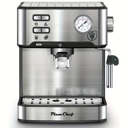 20 Bar Espresso Machine 950W – Stainless Steel Espresso & Cappuccino Latte Maker with Steam Wand Milk Frother, 49.03oz Water Tank, ESE Pod Filter, Home Barista Coffee Machine – Black, Pressure Gauge