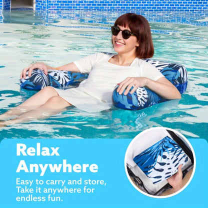 Inflatable Pool Float Chair for Adults – Leaf Design Floating Lounger with Mesh Sling Seat & Soft Fabric Cover, 1 or 2 Pack, Pool Beach Lake Summer Water Toy