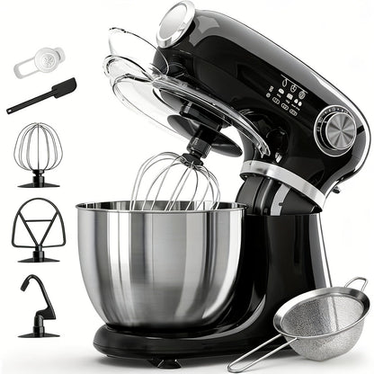 Bowl-Lift Stand Mixer 5.5 Qt 4-in-1 Electric Vertical Mixer 350W 12-Speed with Pulse Stainless Steel Bowl Dough Hook Whisk Mixing Paddle for Cake Bread Dough Black Red