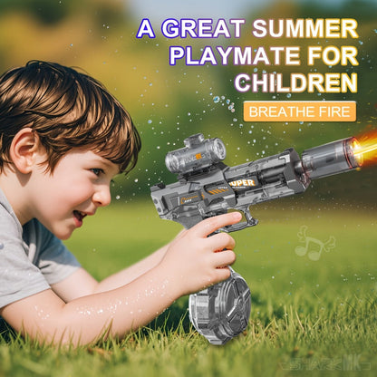 Automatic Electric Water Gun Large Capacity for Kids & Adults – High-Power Squirt Blaster for Pool Beach Lawn Backyard Summer Water Battle, Birthday Party Gift for Boys Girls Ages 6+ (Blue & Red)