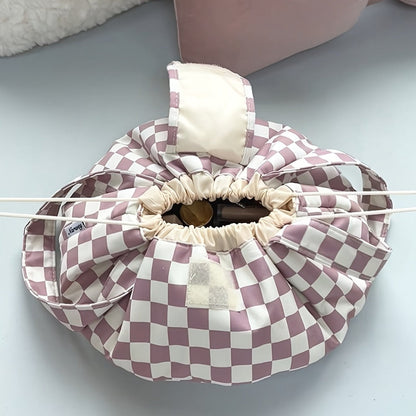 Drawstring Makeup Bag Wide Opening Flat Lay Oxford Fabric Machine Washable 12 Colors Travel Cosmetic Organizer Bag for Makeup Brushes Tools Accessories Toiletries Dorm Printed & Solid Colors