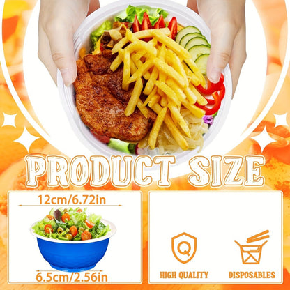 Plastic Bowls 120 Pack 13oz Disposable Serving Bowls with Football Print for Party Wedding Picnic BBQ Ice Cream Salad Snack Soup Red Yellow Green