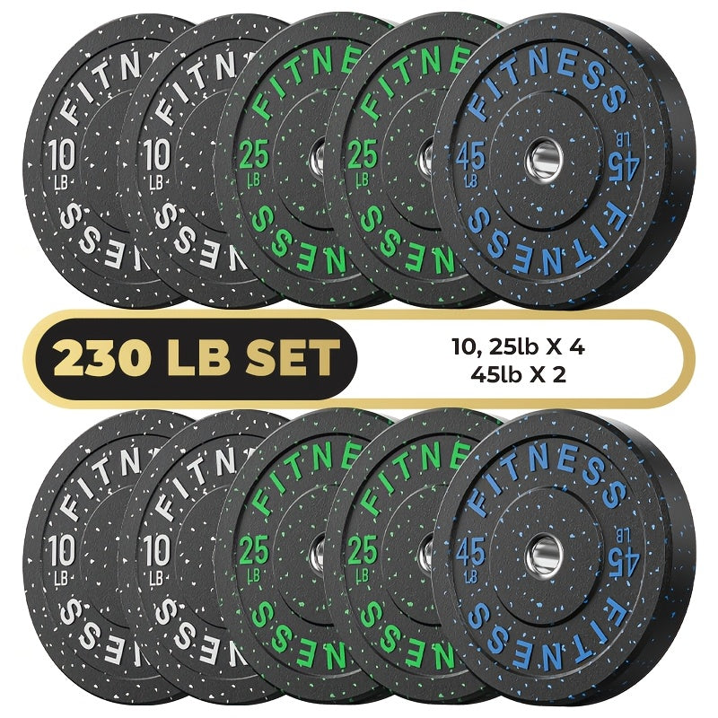 Bumper Plates Colored Rubber Weight Plates – 2-Inch Olympic Barbell Plates for Weightlifting & Strength Training, High Bounce Floor Protection, Low Odor, Non-Slip Surface, Home Gym & Commercial Gym