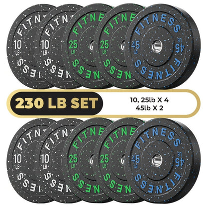 Bumper Plates Colored Rubber Weight Plates – 2-Inch Olympic Barbell Plates for Weightlifting & Strength Training, High Bounce Floor Protection, Low Odor, Non-Slip Surface, Home Gym & Commercial Gym