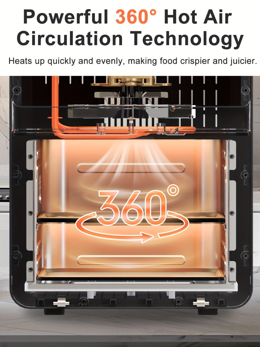 Air Fryer Toaster Oven Combo Extra Large – 12-Quart Countertop Convection Oven with Digital Touchscreen, 12 Preset Functions, Baking, Roasting & Reheating, Family-Sized Meals, Black
