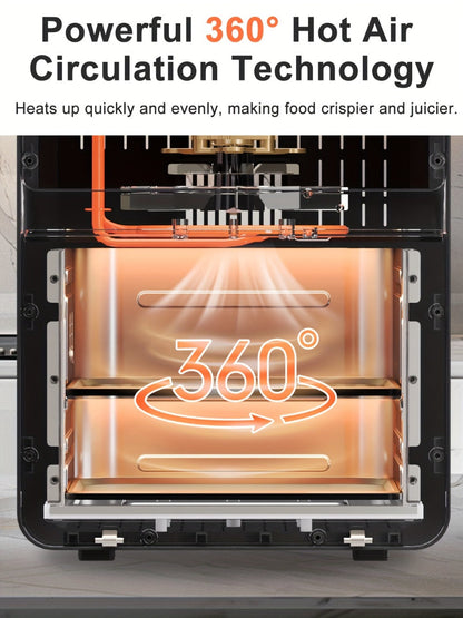 Air Fryer Toaster Oven Combo Extra Large – 12-Quart Countertop Convection Oven with Digital Touchscreen, 12 Preset Functions, Baking, Roasting & Reheating, Family-Sized Meals, Black