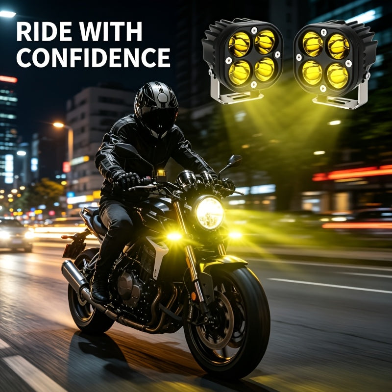 1/2/4pcs Clover Dual-Color LED Work Light, Super High LM, Ultra Bright Motorcycle LED Lamp, Sturdy Structure And Long Service Life, Suitable for Cars, Off-road Vehicles, ATV, Pickups And Ships, Vehicle Exterior Lighting And Decoration Lights