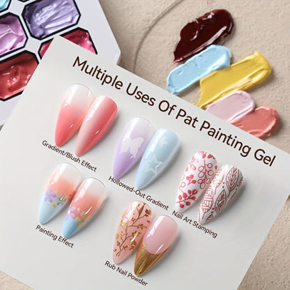 4-in-1 Pat Ombre Gel Nail Polish 9 Colors Gradient Stamping Painting Rub Powder – Solid Varnish for DIY French Manicure & Salon Nail Art, Chrome Glitter Effect for Women by UR SUGAR