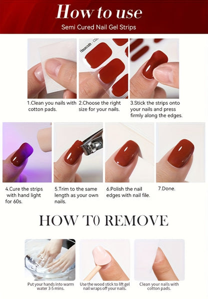 Semi Cured Gel Nail Strips Kit with Handheld LED Nail Lamp — 20 Real Gel Nail Stickers Wraps for DIY Nail Art Manicure at Home, Glitter & Flower Designs, Easy Apply Long-Lasting Chip-Resistant Gel Finish