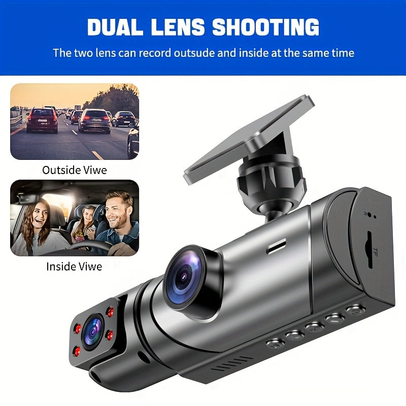 PODOFO Dual Camera Car Dash Cam, Front 1080P Built-in 480P with Infrared Night Vision, Loop Recording, Wide Angle 3.16-inch IPS Screen, HD Night Vision, Dual Lens Car Dashboard Camera, Car Accessories/Dashboard Camera/Gift/Car Black Box