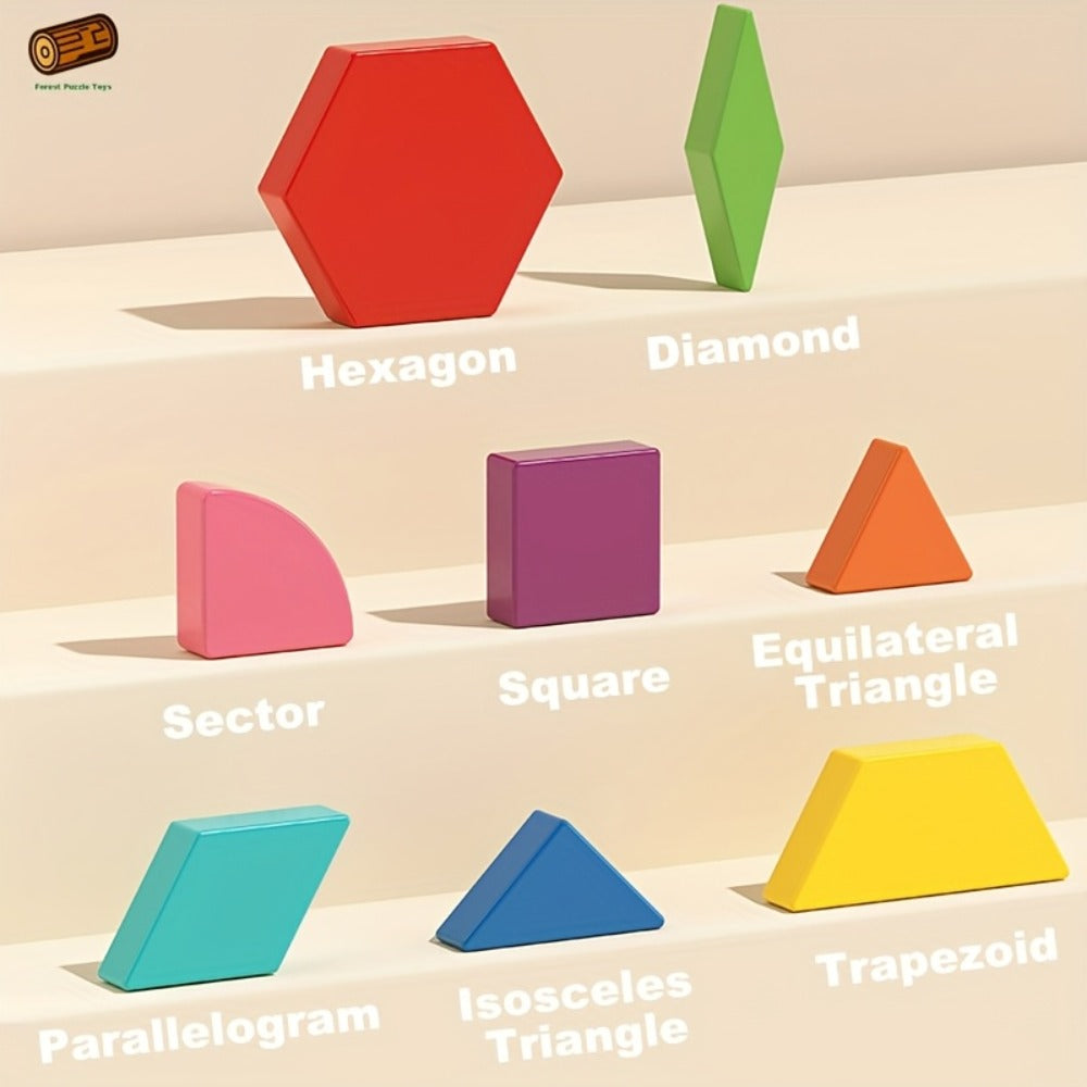 Magnetic Wooden Puzzle Board for Kids – 128/180/220/280 PCS Geometric Shape Recognition & Logical Thinking Toy, STEM Montessori Educational Gift for Boys & Girls Ages 3 4 5 6 7 8