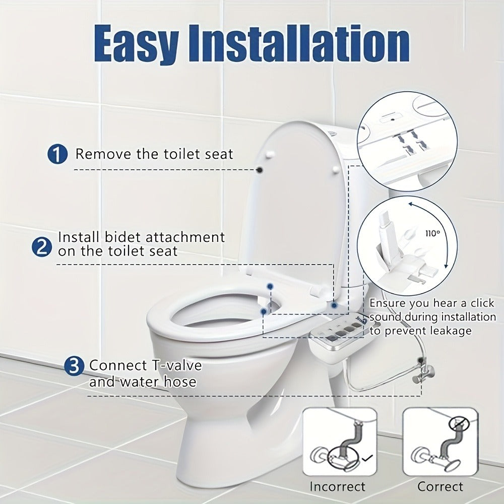Bidet Attachment for Toilet Ultra-Slim – Non-Electric Cold Water Sprayer, Retractable Self-Cleaning Nozzle, Adjustable Water Pressure, Easy Install Toilet Seat Bidet