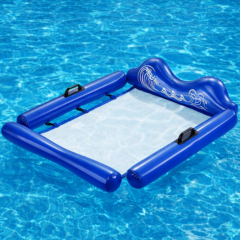 Ergonomic Floating Water Hammock Pool Lounge Chair Inflatable Recliner Sturdy PVC Colorful Design for Adults Swimming Pool Lake Beach Summer Relaxation Blue