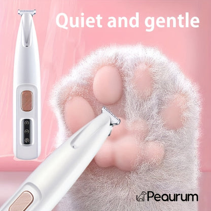 Pet Grooming Clippers USB & Battery Powered - Low Noise Electric Hair Trimmer for Cats Small Dogs, Cordless Rechargeable Pet Clipper for Face Paws Body, Portable Travel Grooming Tool, White
