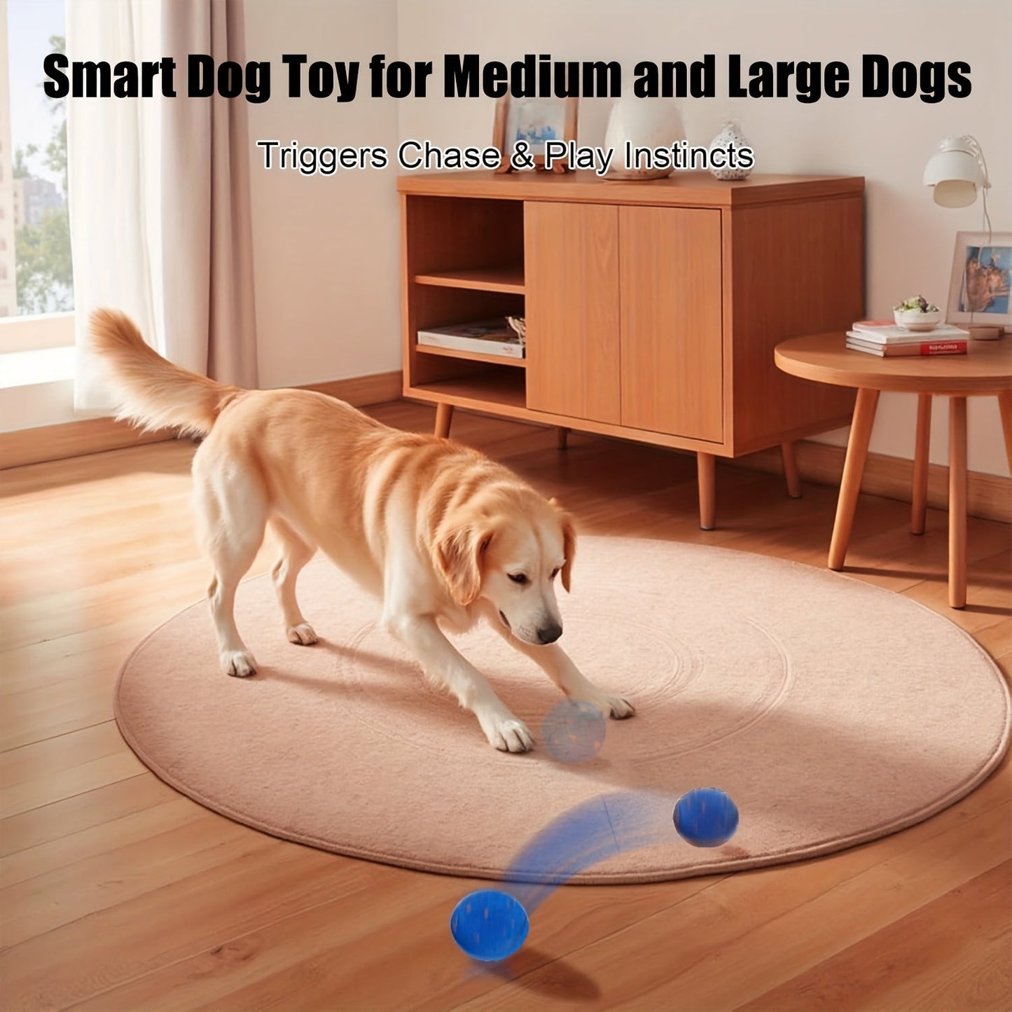 Automatic Moving Dog Ball Toy - Smart Motion-Activated Rolling & Rotating Ball for Medium Large Dogs, E-TPU Durable Bouncy Enrichment Toy for Dog Stimulation & Solo Interactive Play