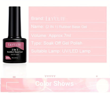 Rubber Base Gel Polish Set 6pcs Nude Pink 2-in-1 Builder Base Coat – Self-Leveling Soak Off UV LED Semi-Permanent Long-Lasting Gel Manicure Kit 0.24oz Each for DIY & Salon Nail Art Women
