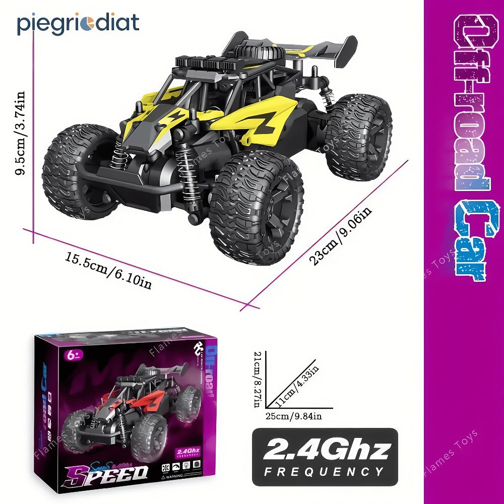 RC Monster Truck 1:18 Scale Alloy 2.4GHz Off-Road Remote Control Car with LED Headlights & All-Terrain Tires, High Speed 33KM/H – Birthday Gift for Kids Boys Girls Adults Ages 6+