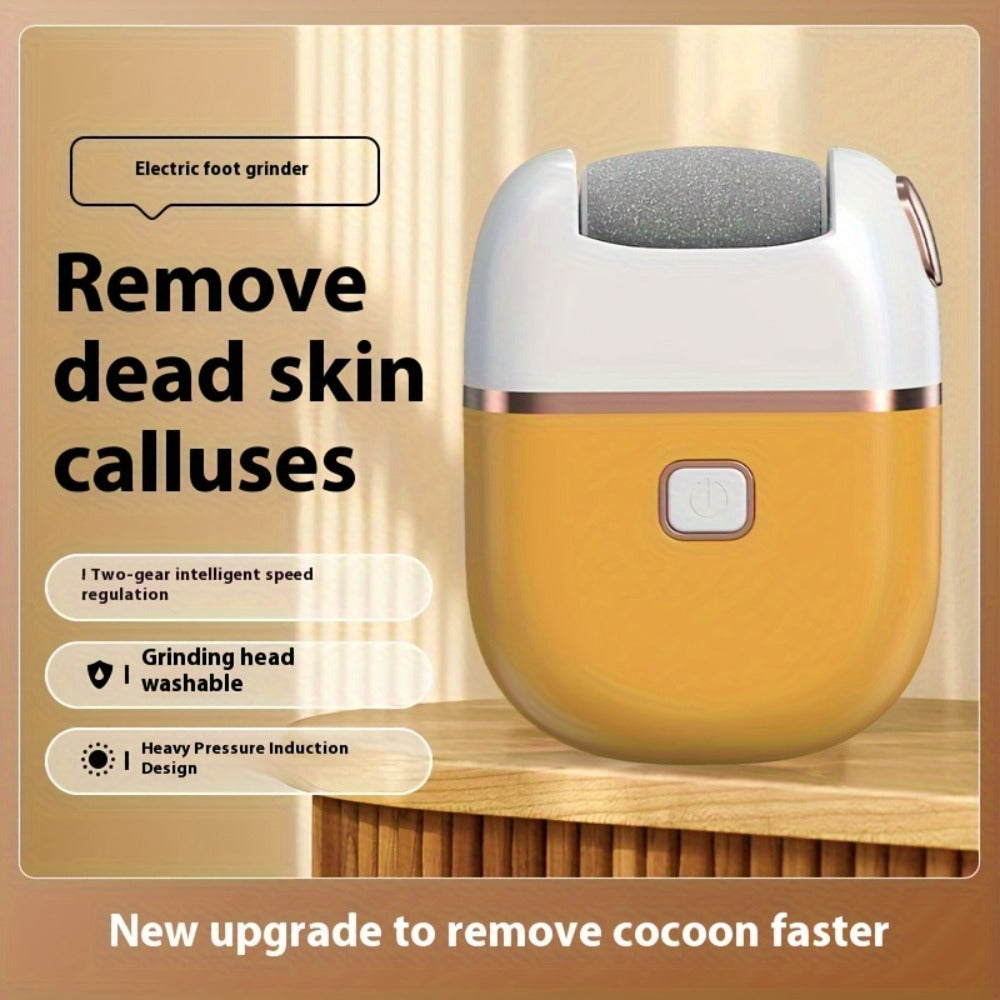 Electric Foot Callus Remover Rechargeable with 2 Roller Heads - Portable Dead Skin Scrubber Pedicure Tool for Smooth Soft Feet Cracked Heel Repair Home Professional Foot Care Kit, White