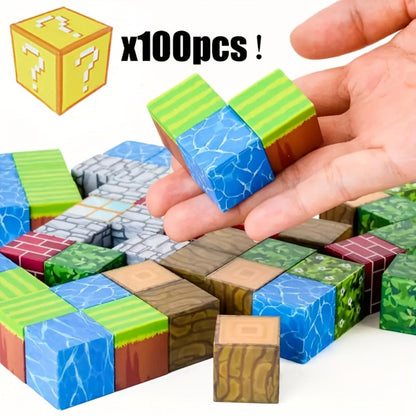 Magnetic Tiles 100pcs STEM Building Blocks Set for Kids, Educational Magnetic Construction Toys for Boys Girls Ages 3+, Creative Learning Cube Magnet Blocks, Best Birthday Christmas Easter Gift from Toy Play Nest