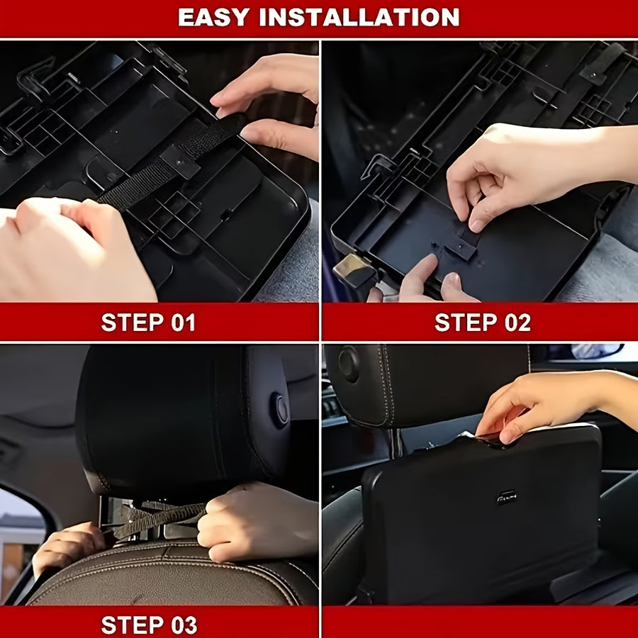 1pc a Versatile And Collapsible Tray for The Back Seat of a Car - a Robust Storage Organizer Featuring a Cup Holder And a Slot for a Phone - Ideal for Suvs, Sedans, And Compact Minivans - a Portable Table And Laptop Desk for Passengers in The Rear