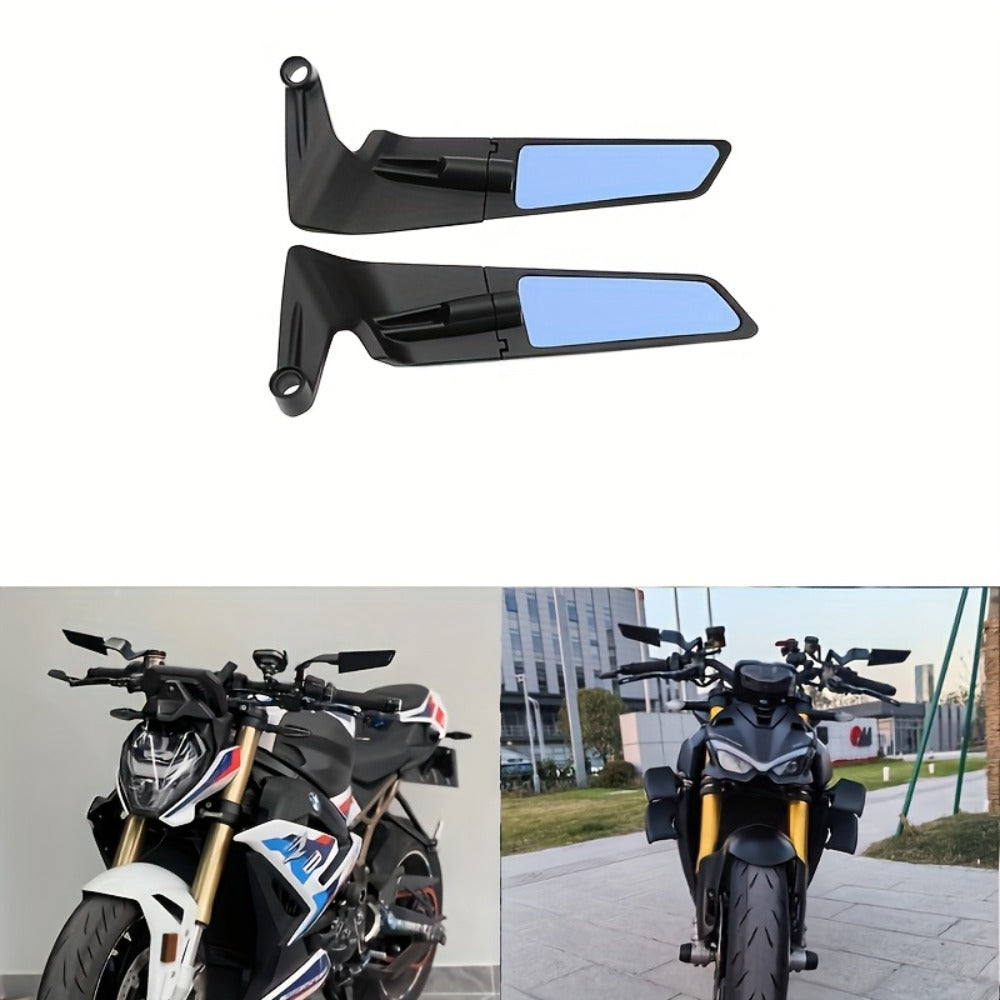 Motorcycle Rearview Mirrors Aluminum Alloy Adjustable M8 M10 for Kawasaki Z400 Z900 Z1000 CB400F CB650R KTM MT07 MT09 MT10 - Blue Mirror Pair
