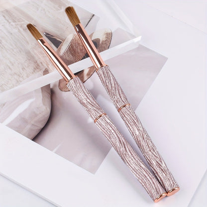 Kolinsky Nail Brush Pink Sparkling Metal Handle – Round Head Acrylic Nail Art Brush for Extensions & Manicure, Sizes #8 #10 #12 & 3-Piece Set, Genuine Kolinsky Hair Bristles for Salon & Home Professional Use