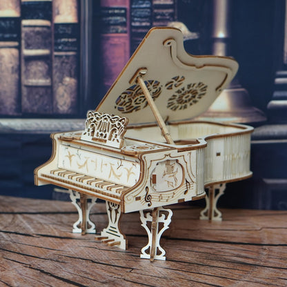 Piano Model Kit 3D Wooden Puzzle – Detailed Plywood Jigsaw Assembly, Musical Instrument Handcraft for Adults & Teens, Unique Gift for Music Lovers Pianists, Birthday Christmas Desk Decor