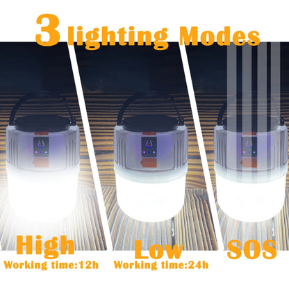 Portable Solar Lantern 4-Pack – LED Camping Lantern Rechargeable, 1200mAh Solar Panel & USB Charging, 3 Lighting Modes, Lightweight Tent Light for Power Outage, Emergency, Hurricane & Car Repair