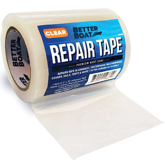 Repair Tape Fabric Repair Boat Covers Canvas Tent Repair Tape Pop Up Camper RV Awning Repair Tape Tarp Canopy Tear & Vinyl Waterproof Bimini Tops Sail Air Mattress Patch Kit 30FTx3 Heavy Duty