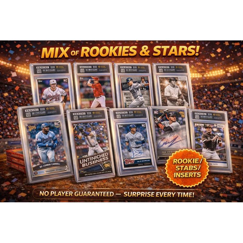 Baseball Mystery Card in Vanity Slab Display – Rookie, Star, Autograph or Insert Style | Topps & Panini MLB Collectible Gift for Baseball Fans & Sports Card Collectors