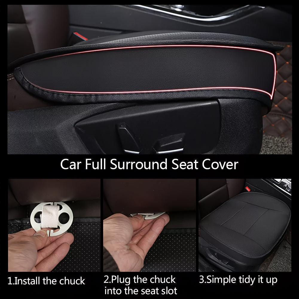 Premium PU Leather Car Seat Covers - Universal Fit, Full Surround Front Seat Cushion Protector, Breathable & Machine Washable, Durable, Padded, And Easy to Install, Available In Beige/Black/Gray