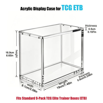 Pokemon Acrylic Display Case with UV Protection – 6MM Thick Crystal Clear Case for Booster Box & Elite Trainer Box, Self-Closing Cover, Polished Corners, Collector Gift