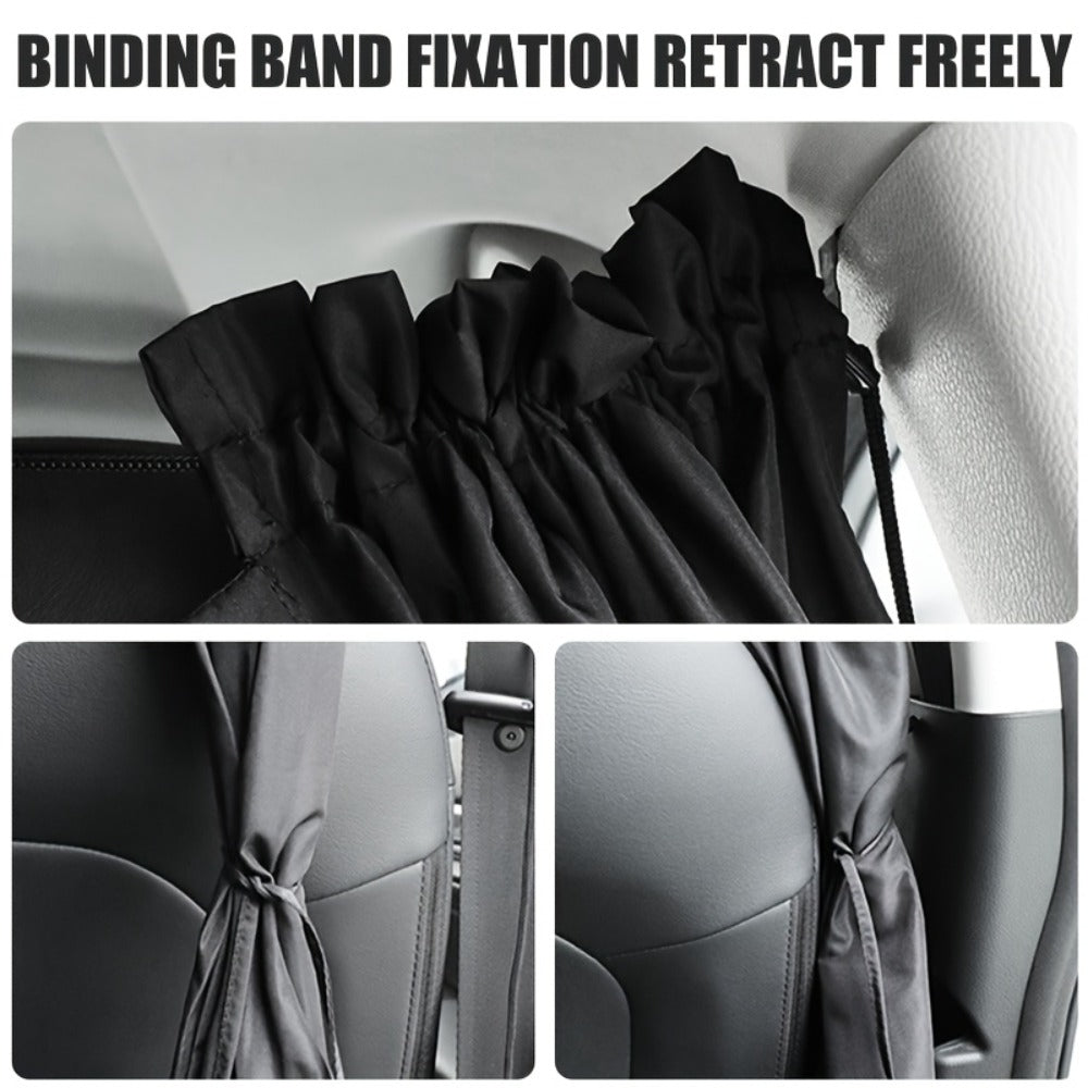 Car Privacy Curtain Set 3-Piece 99% Blackout | Extra-Large Rear Seat Divider & Side Window Curtains, Double-Layer Fabric, Fits Sedan SUV Pickup, Camping Sleep Sun Shield