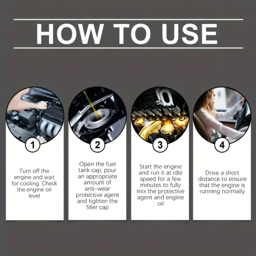 Engine Anti-Wear Protection Fluid 100ml – Cylinder Block Restoration Agent, Reduces Engine Noise, Prevents Wear, Seals Micro-Cracks, Fast-Acting Formula for Cars Trucks SUVs